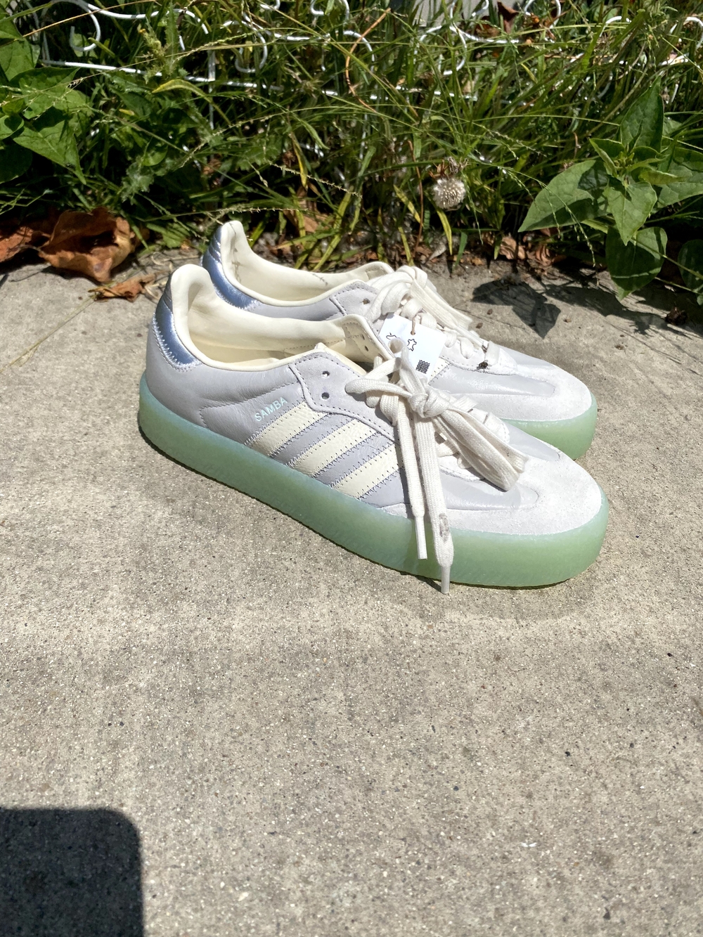 Adidas Samba Platform Sneakers in White with Mint Sole - Picture 3 of 6